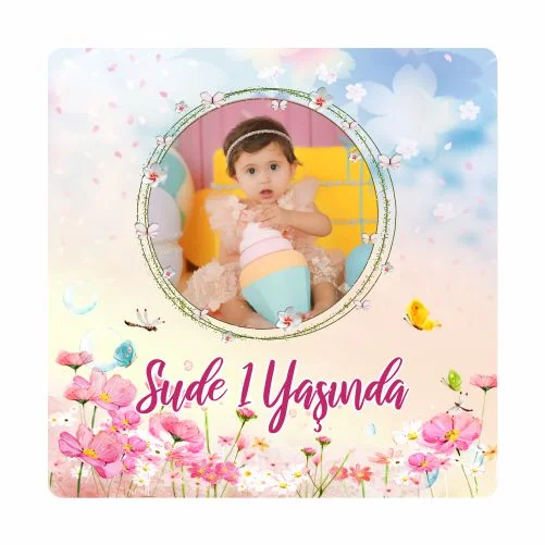 Çiçek Temalı Doğum Günü Magneti